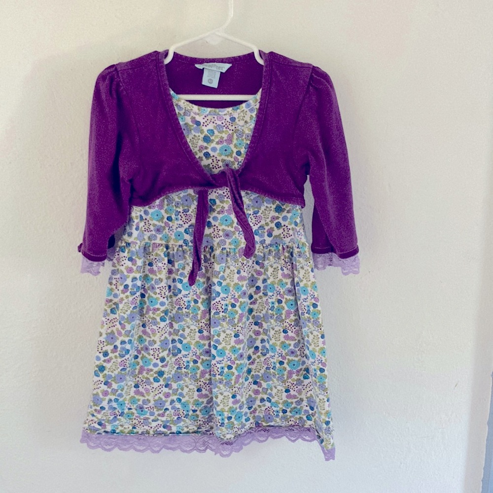 Flower print dress with attached shrug